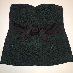 Lane Bryant Strapless Top Black/Green Zebra Print